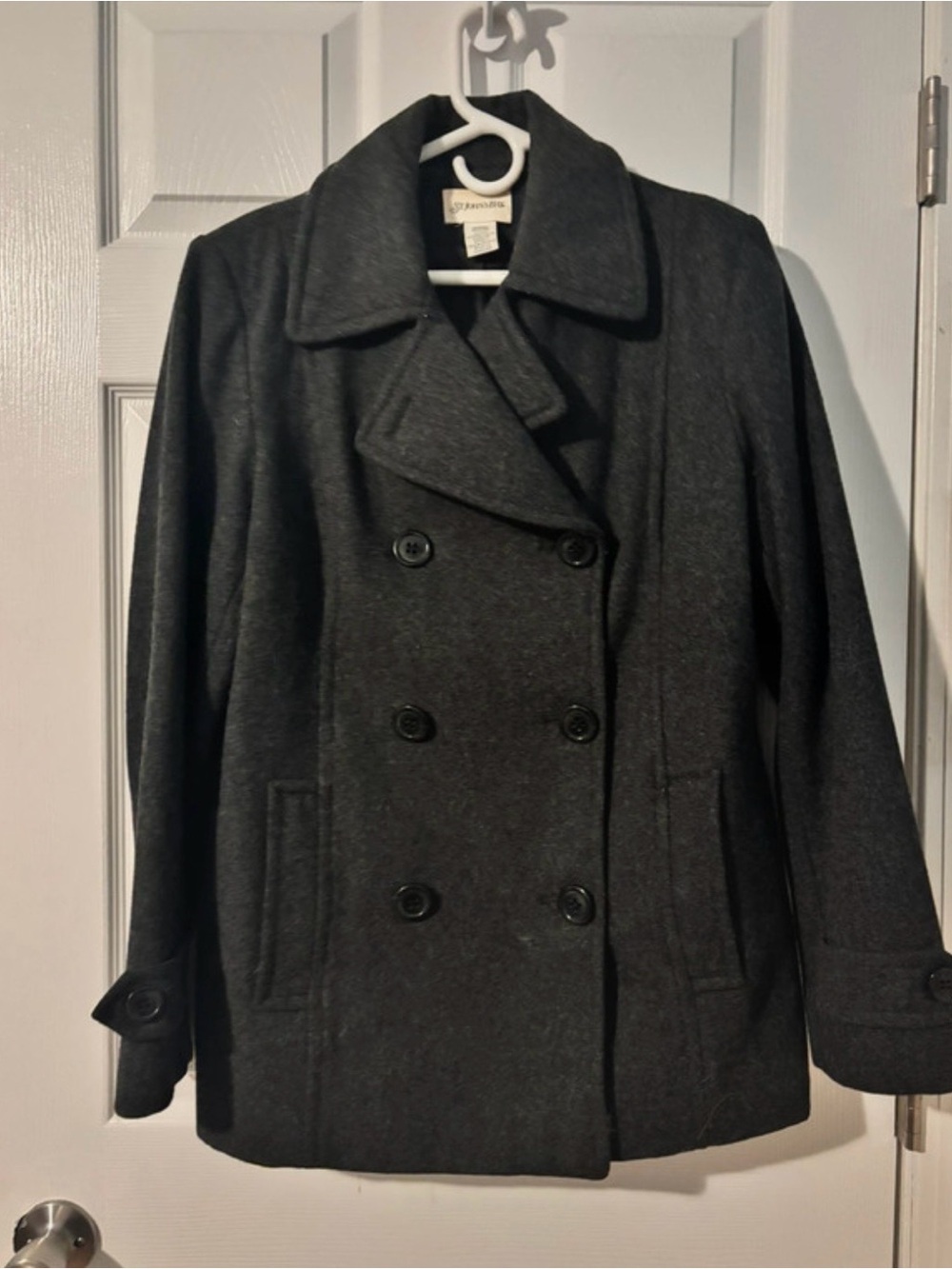 St. John's Bay Dark Gray Double-Breasted Pea Coat